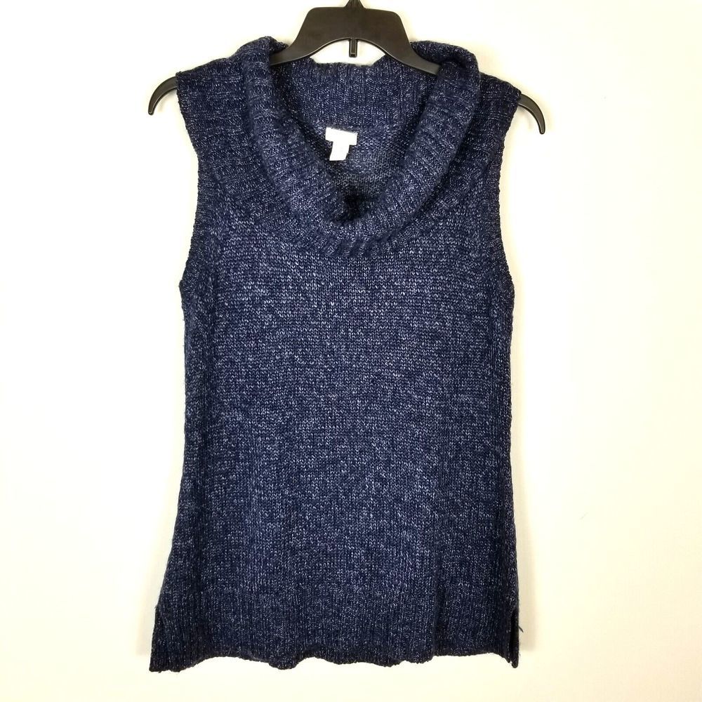 Chicos cozy Blue Sleeveless Sweater, Size 3, XL